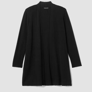 Eileen Fisher Lightweight Wool Black Open Front Cardigan